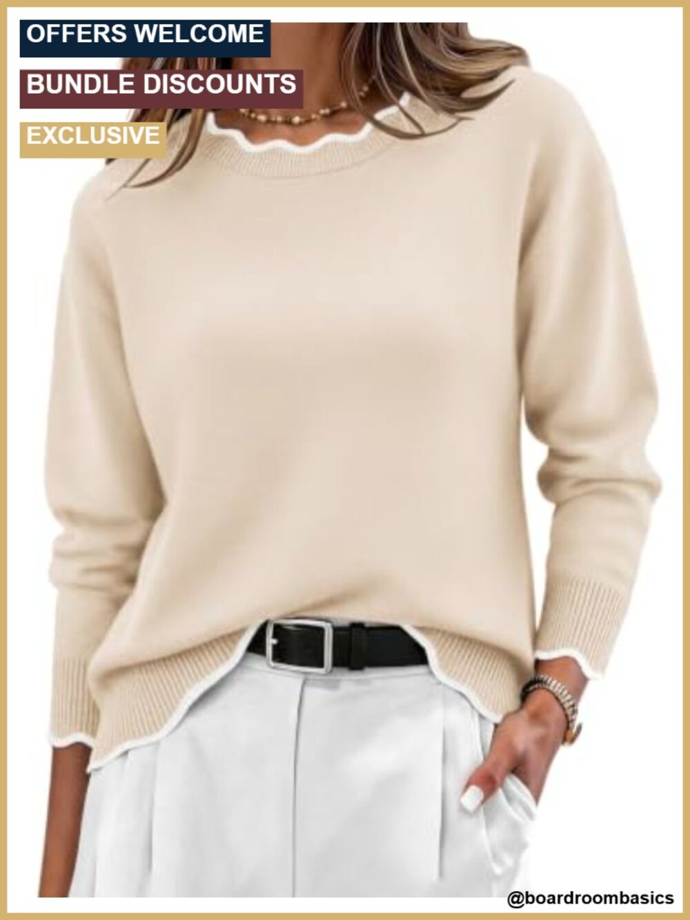 Loose Knit Crew Neck Pullover Sweater for Women Fall Winter